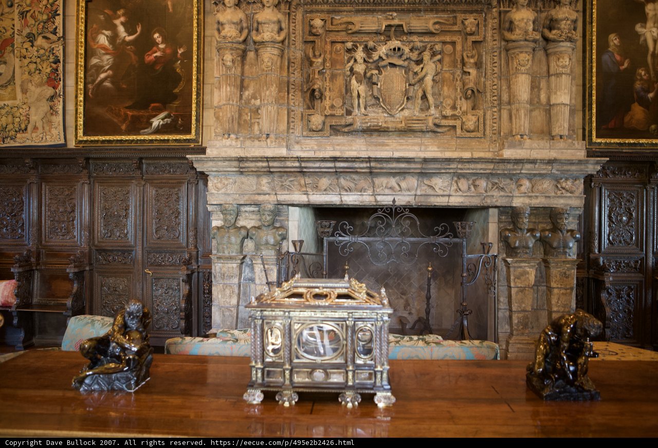 Cozy Fire in the Castle Living Room
