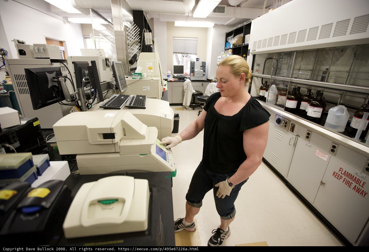 The Woman and Her Machine in the Caltech Lab