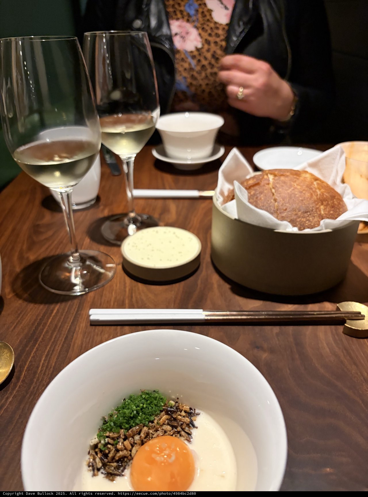 Japanese Fine Dining: Raw Egg Yolk Rice Bowl and White Wine