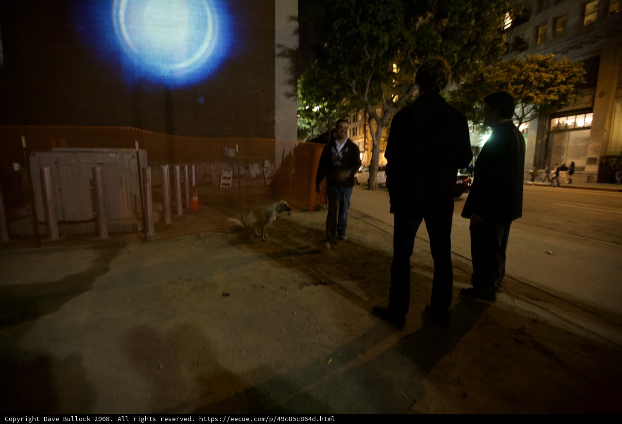 Blue Light Illuminates Urban Landscape