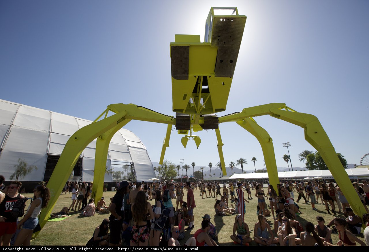 Giant Yellow Spider Takes Over Coachella