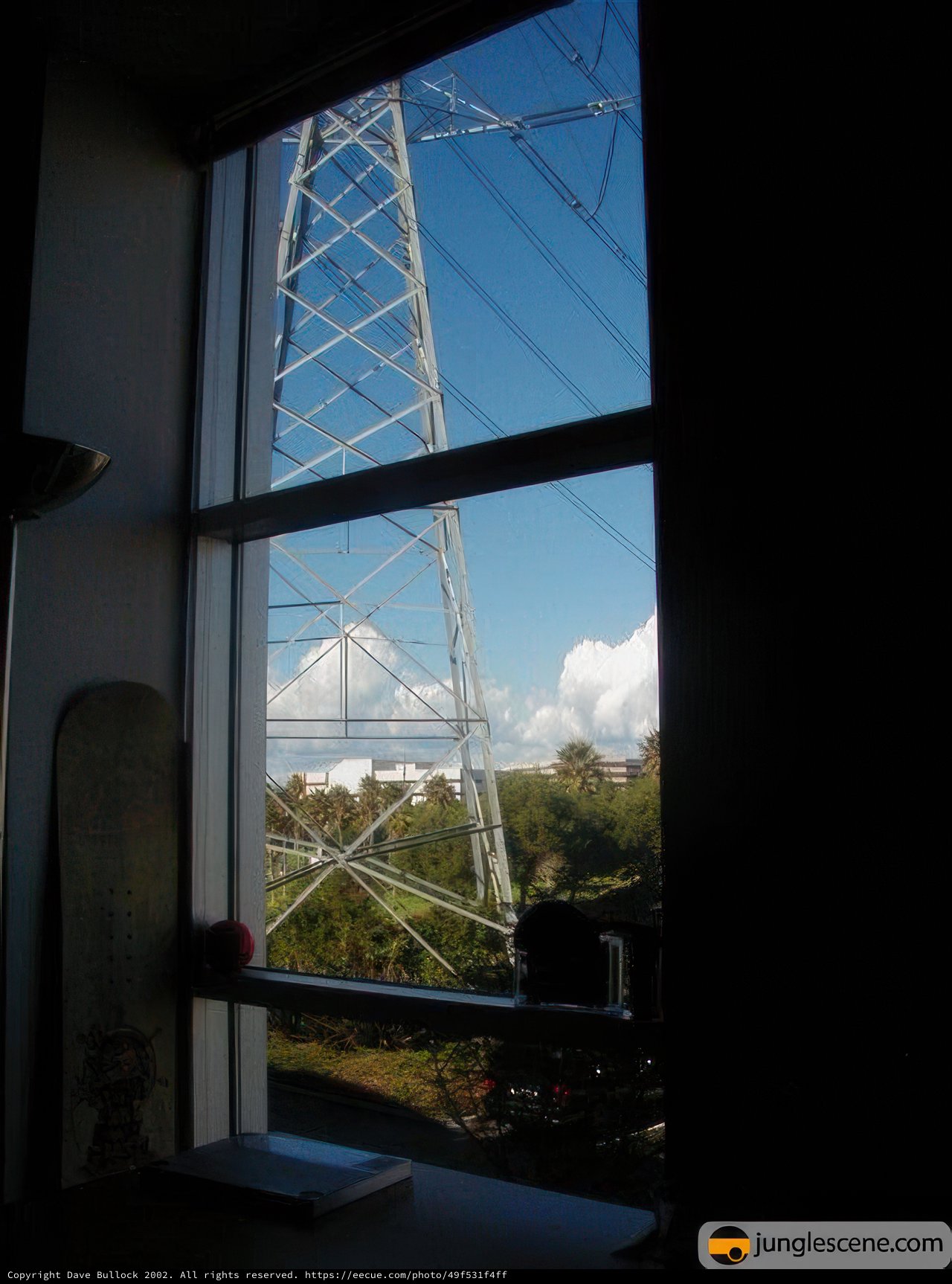 Electric Transmission Tower through Window