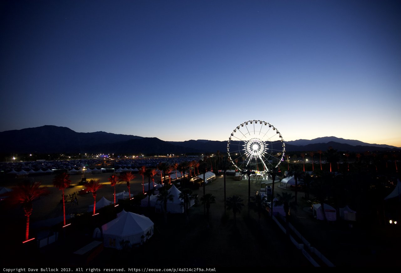Ferris Wheel at Dusk in Front of Mountains
