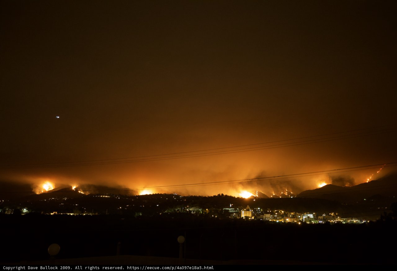 Aerial View of Station Fire at Night
