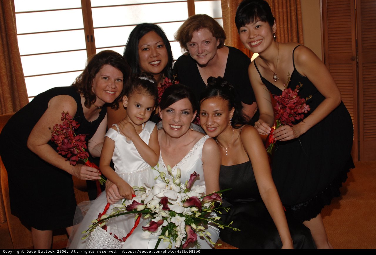 Bride and Bridesmaids Celebrate Together Before Wedding Ceremony