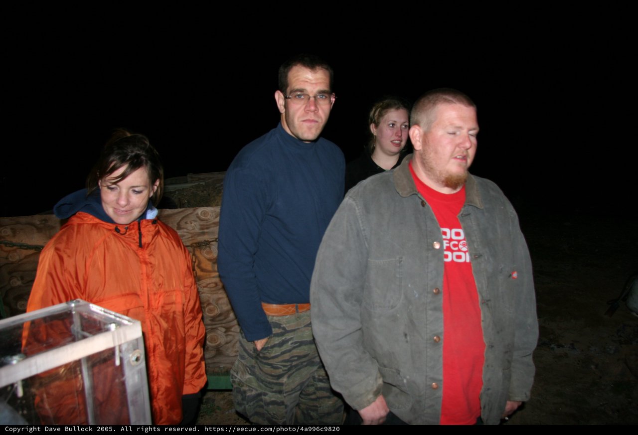 Group of Four at Nighttime Outdoor Gathering