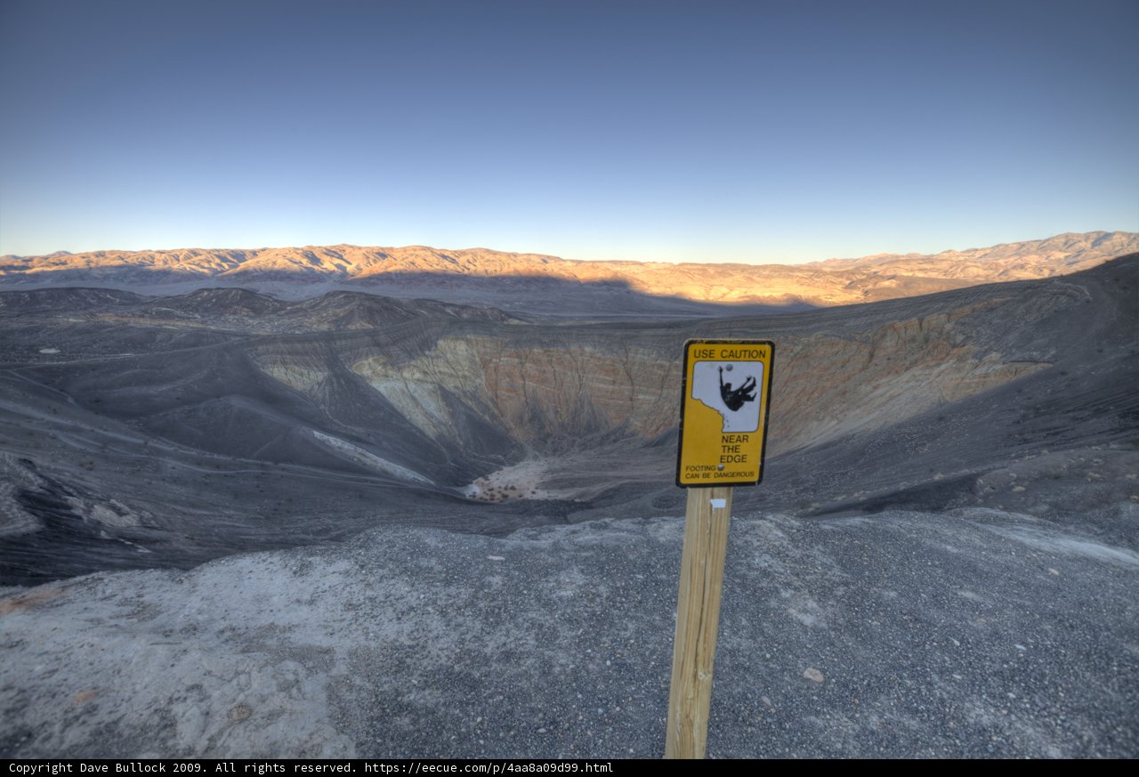 Warning Sign at Death Valley Crater