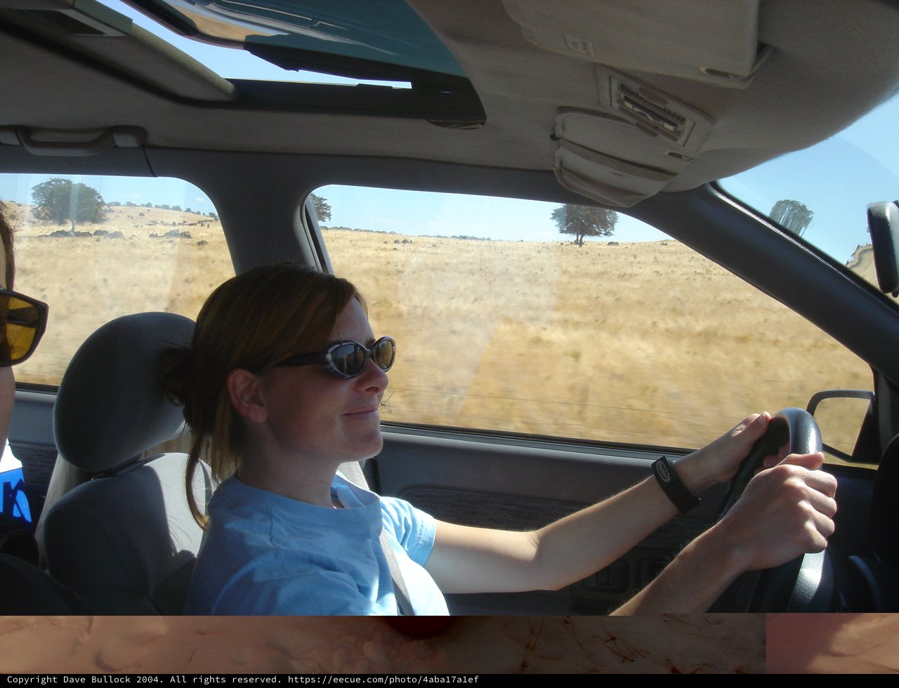 Woman Driving Through Sun-Drenched California Countryside