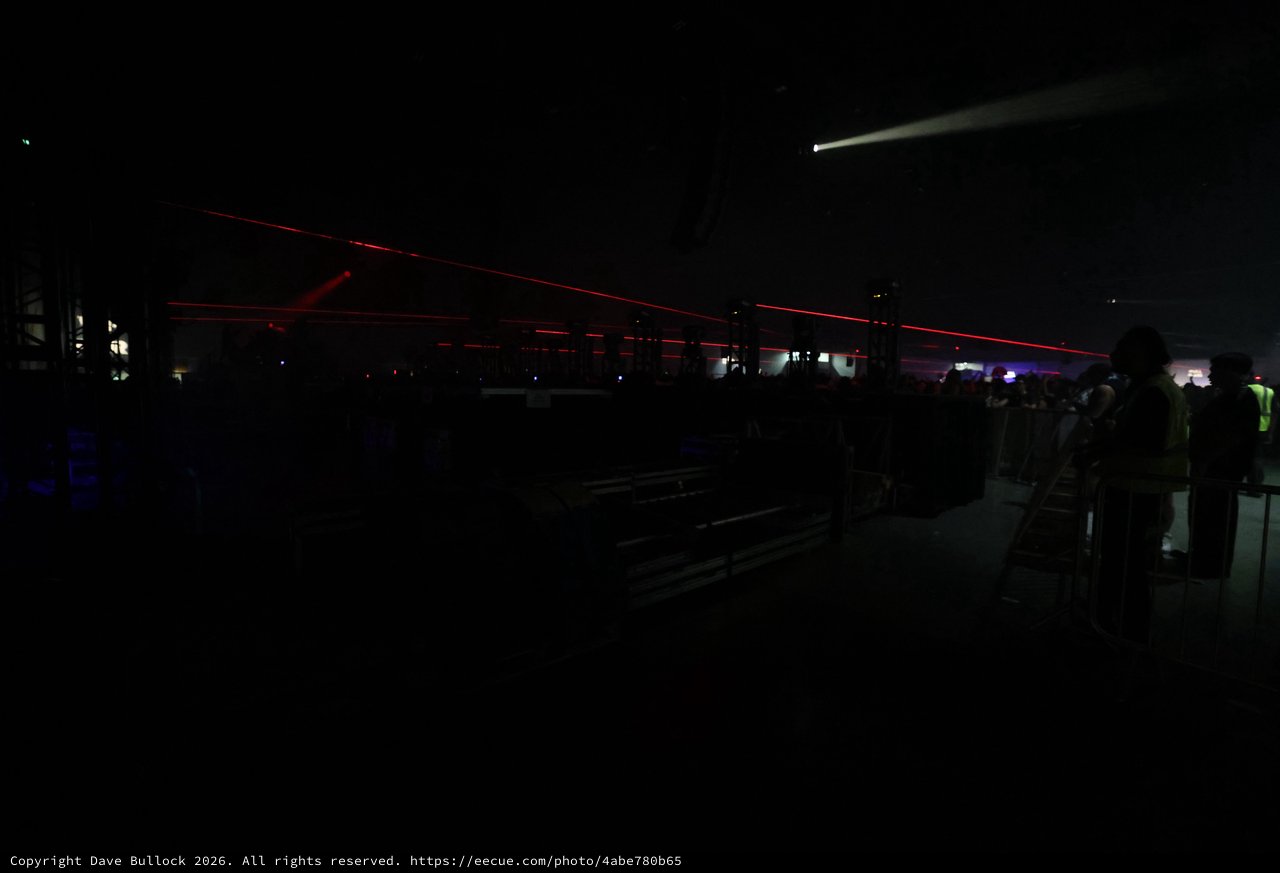 Red Laser Grid Illuminates Wobbleland Festival Crowd