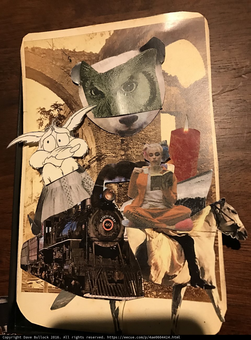 Collage of Train and Cat Images on Book