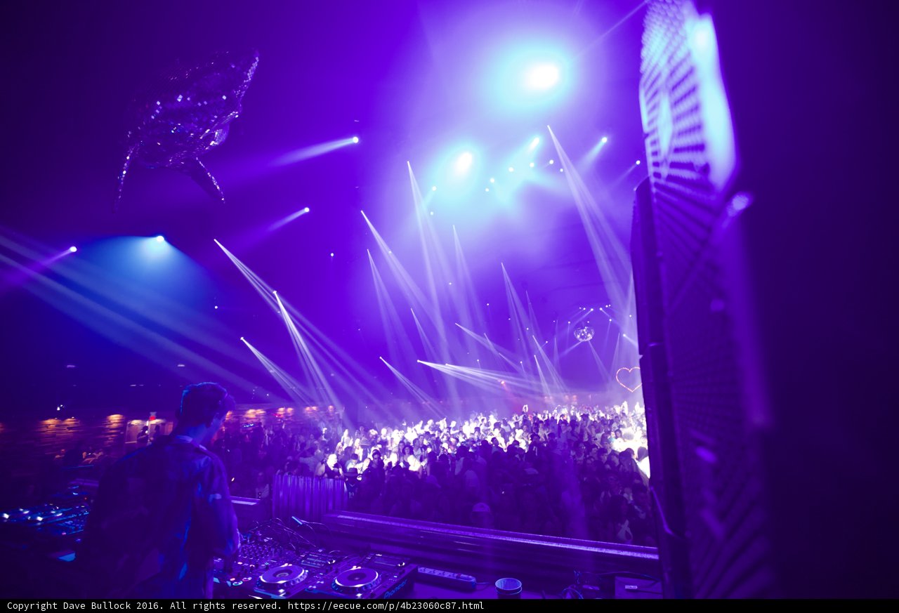 The Beat Drops Caption: A DJ lays down the beats for an electrified crowd in this urban rock concert. The spotlight casts a glow on the three people in the foreground, while the lighting and flare showcase the electrifying performance.