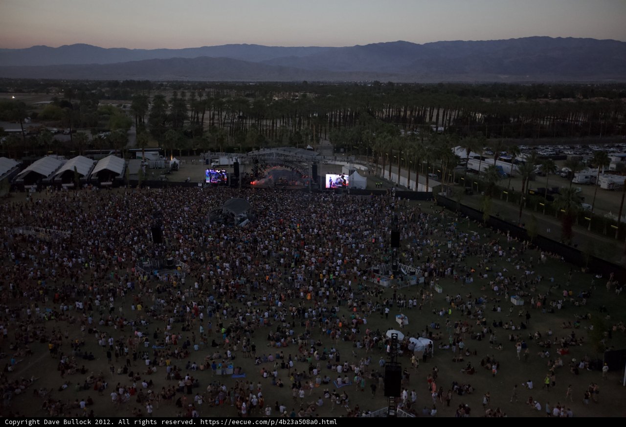 Aerial View of Coachella Music Festival Crowd