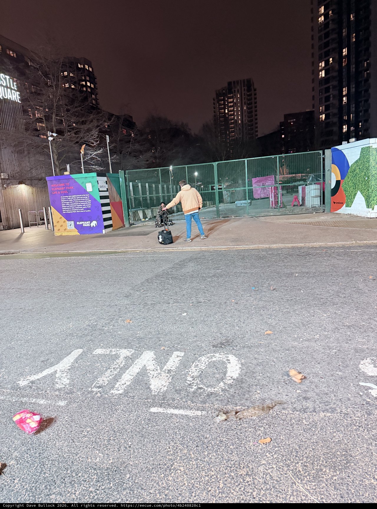 Construction Site Barrier at Night in London