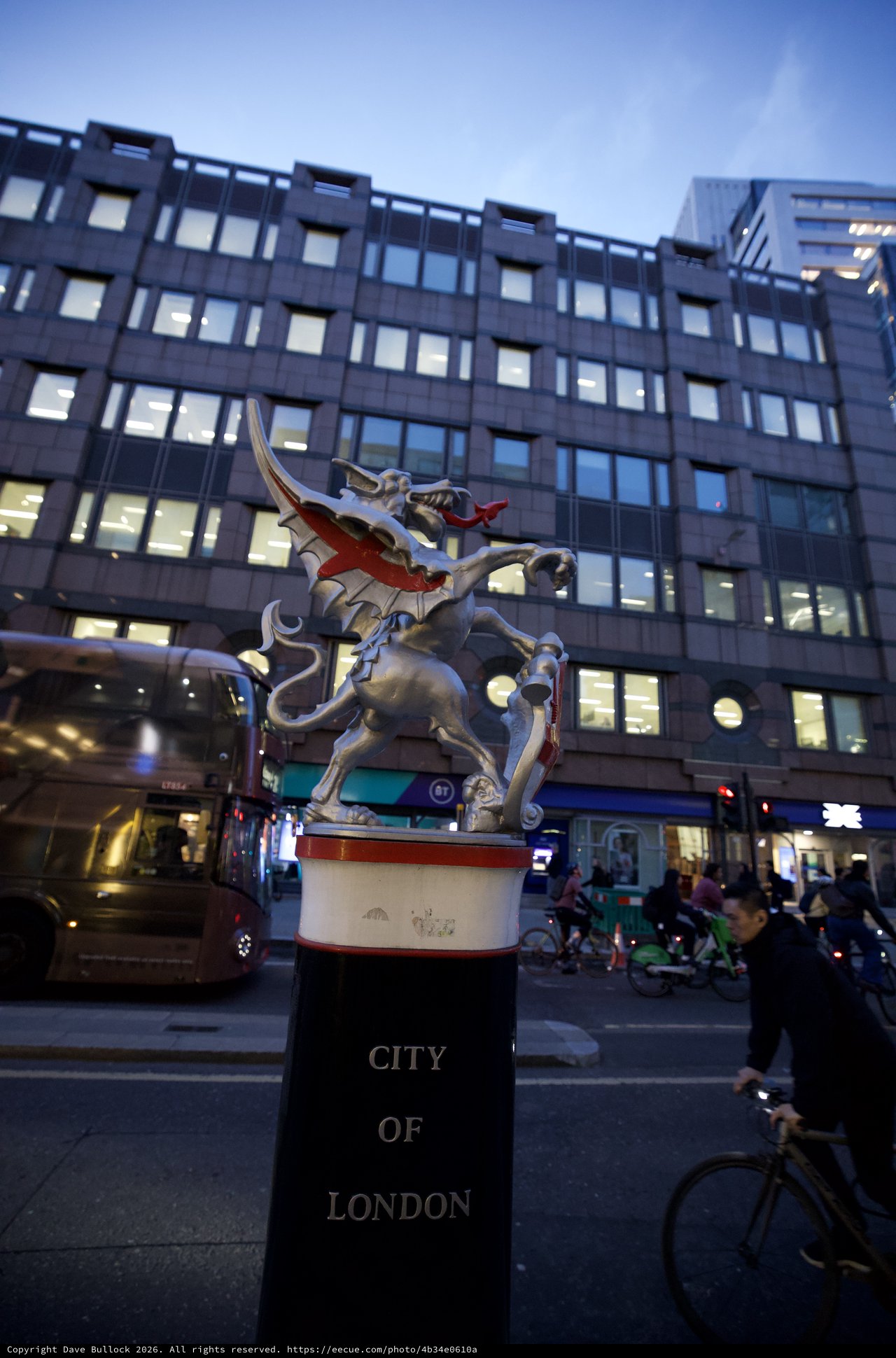 City of London Dragon Boundary Marker at Dusk