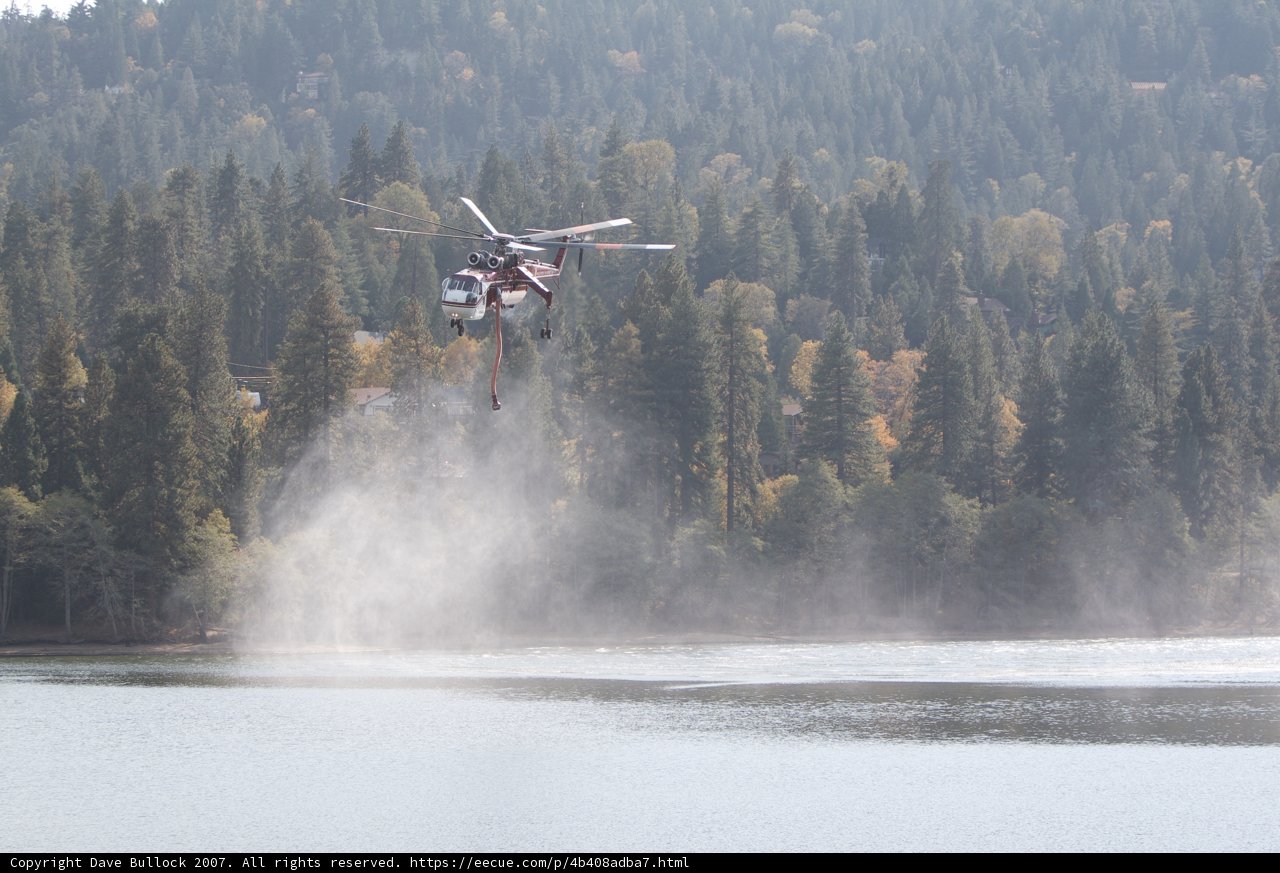 Helicopter Rescue with a Fire Truck in Sight at the Lake