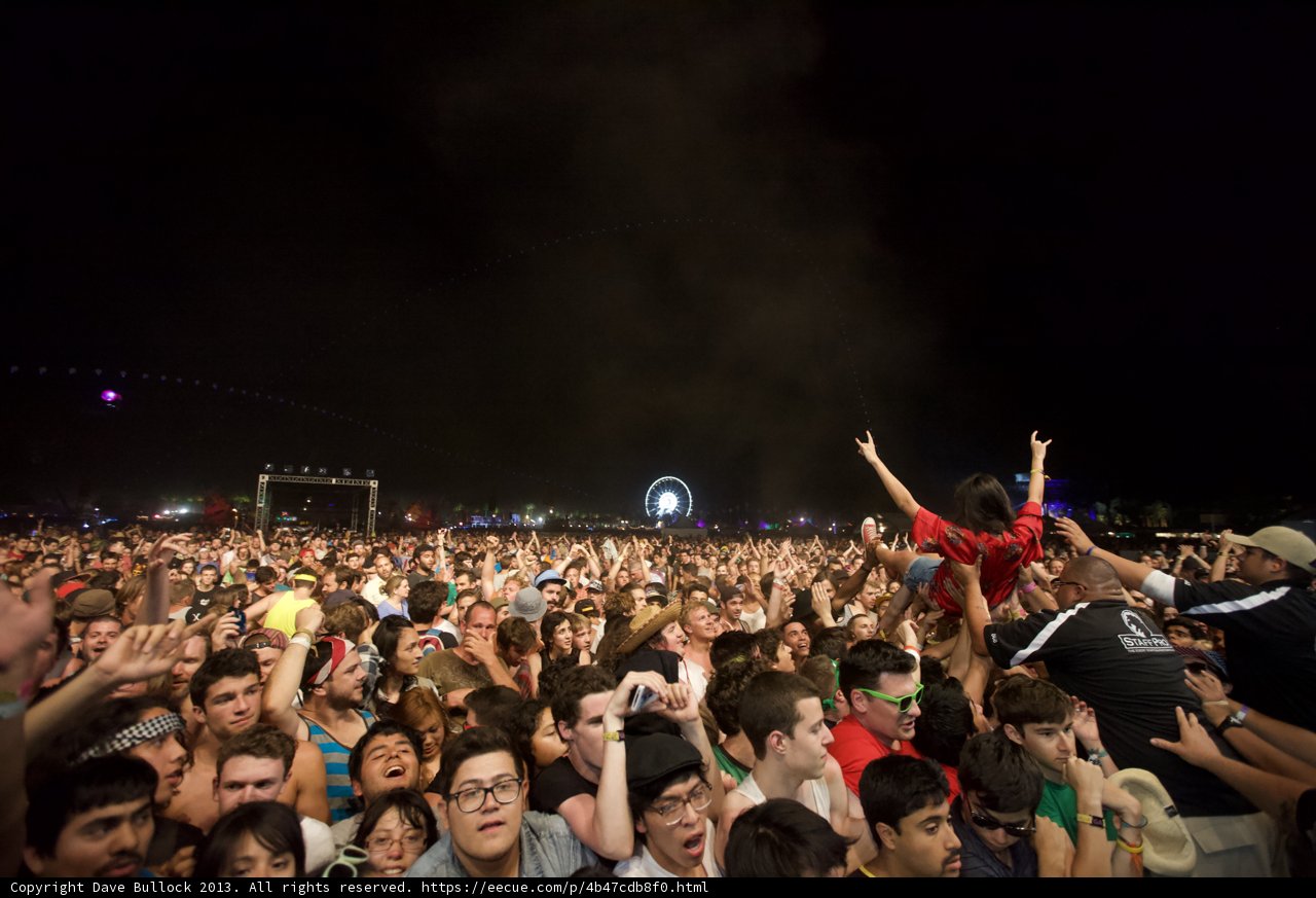 Hands Up in the Night Sky at Coachella