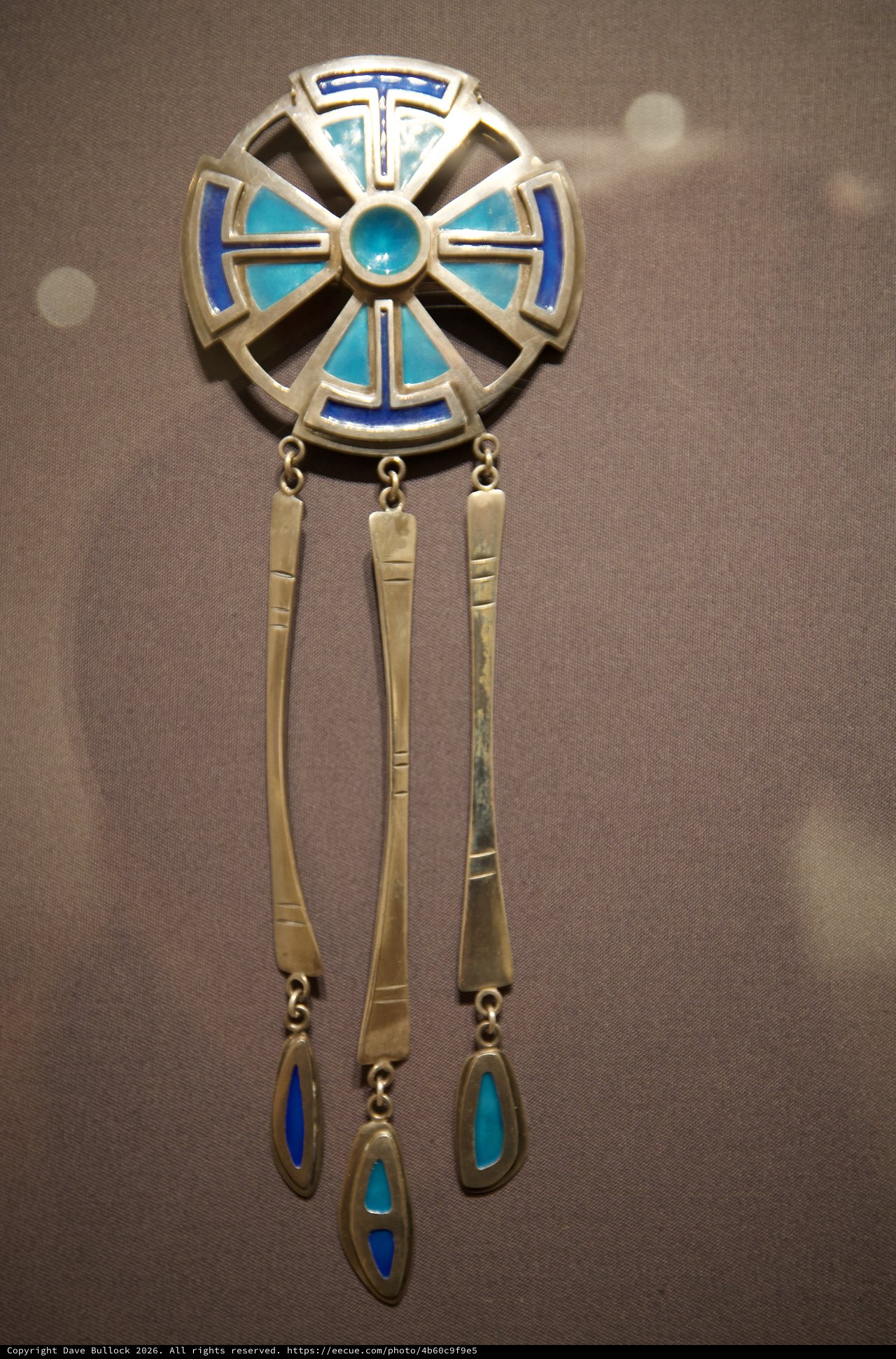 Native American Turquoise and Silver Wheel Pendant