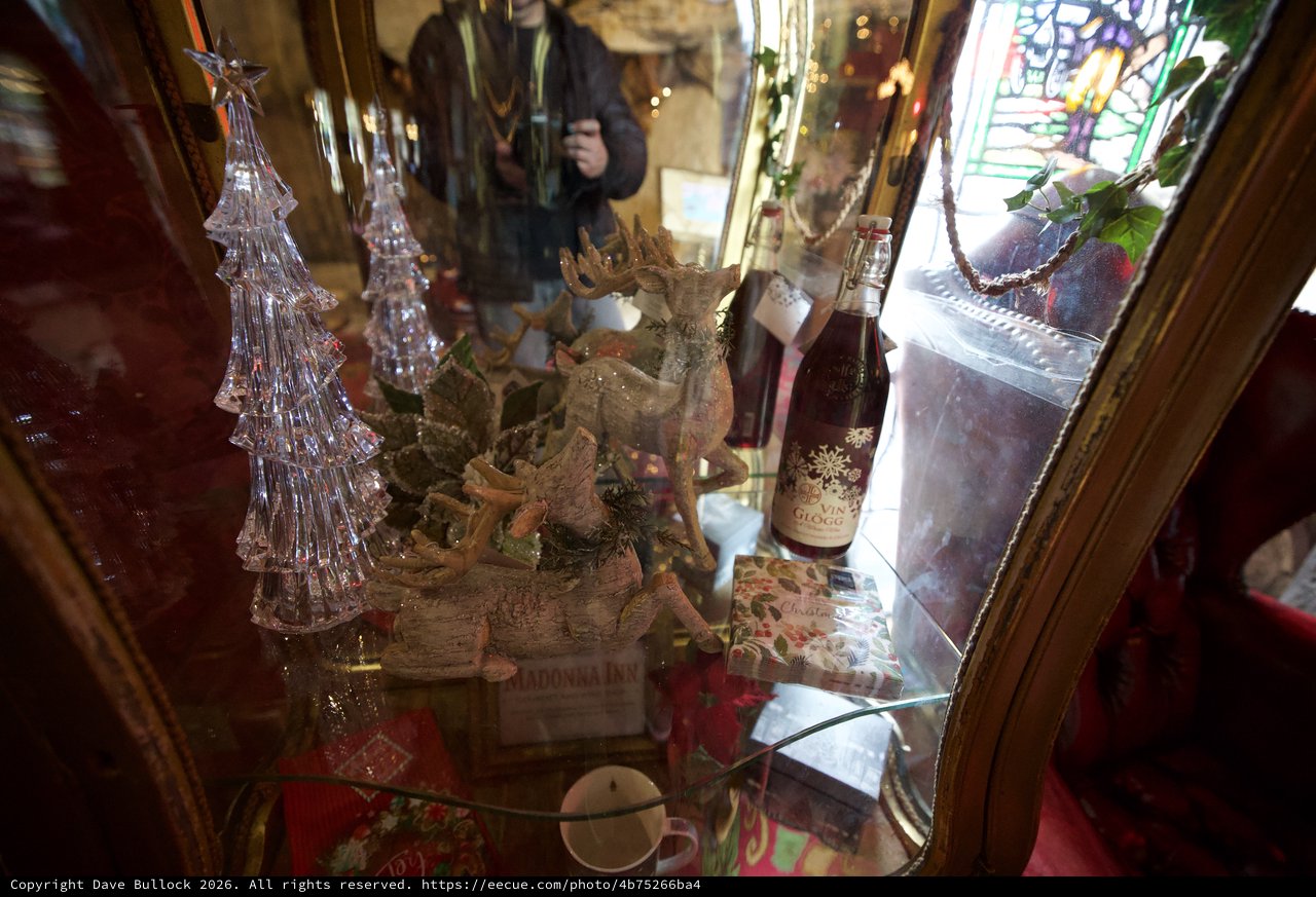 Victorian Christmas Display in Antique Shop Window