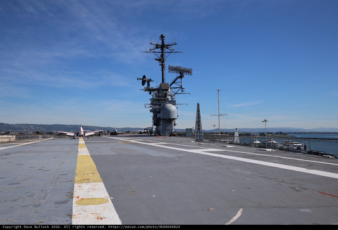 Flight Deck View of USS Hornet Aircraft Carrier