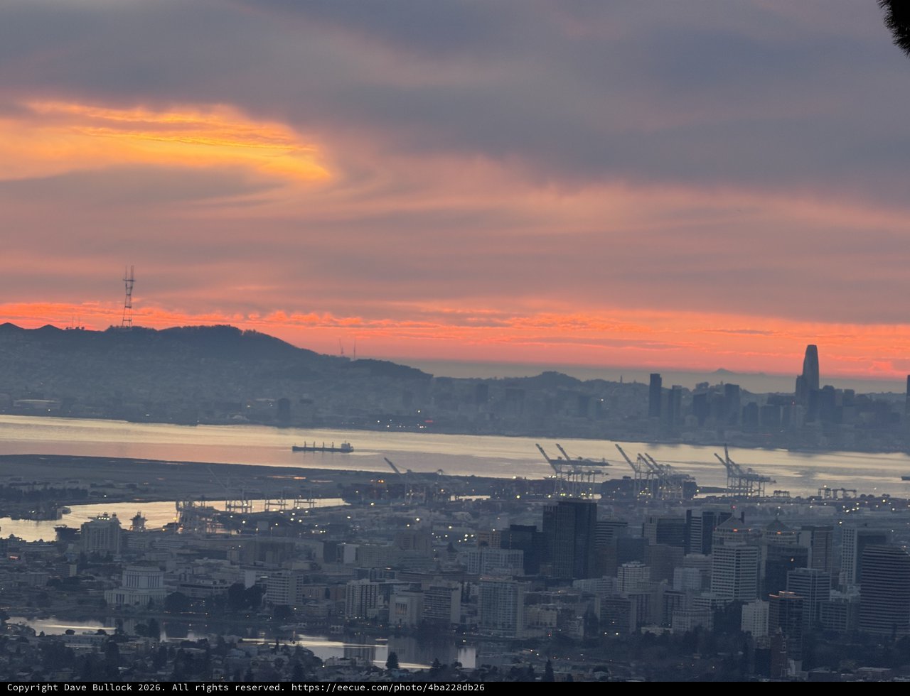 San Francisco Bay at Sunset with Port and Skyline