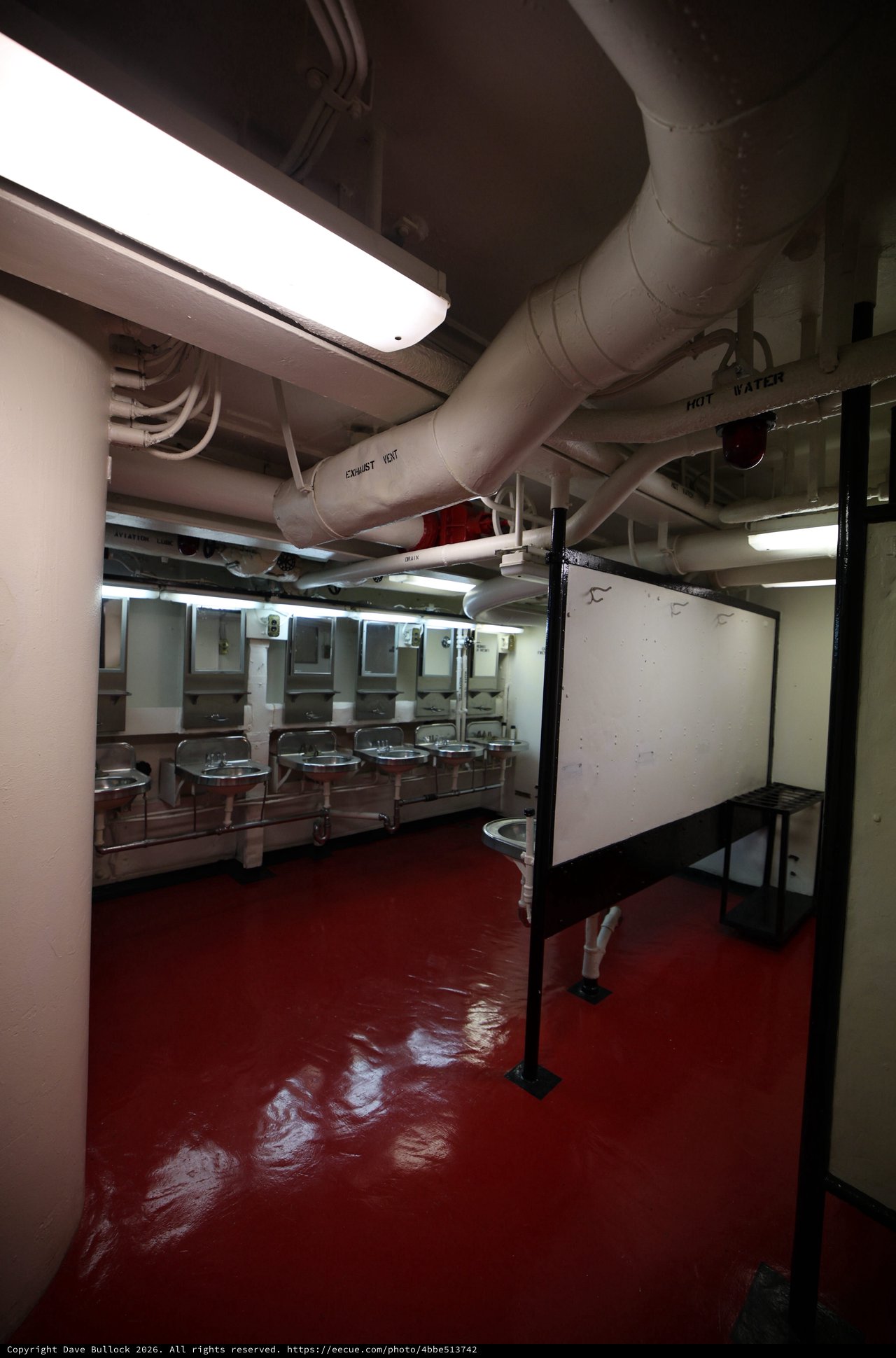 Communal Washroom Aboard USS Hornet Aircraft Carrier