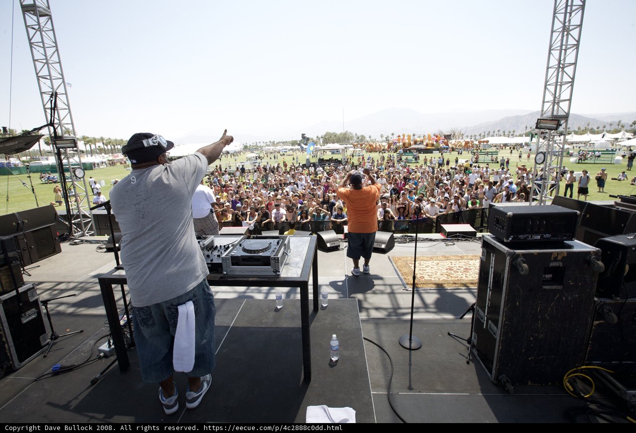 Nick Afanasiev on Stage with DJ at Coachella 2008