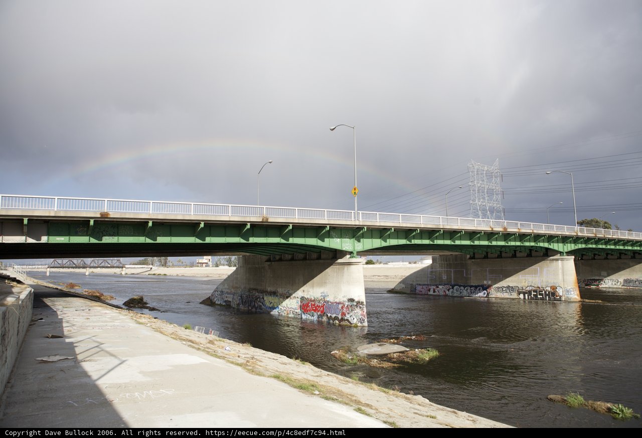 Rainbow over Freeway Bridge
