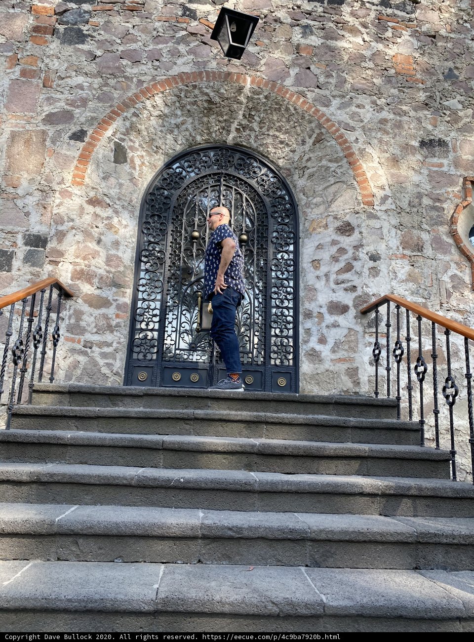 Man on Stone Steps in Xochimilco