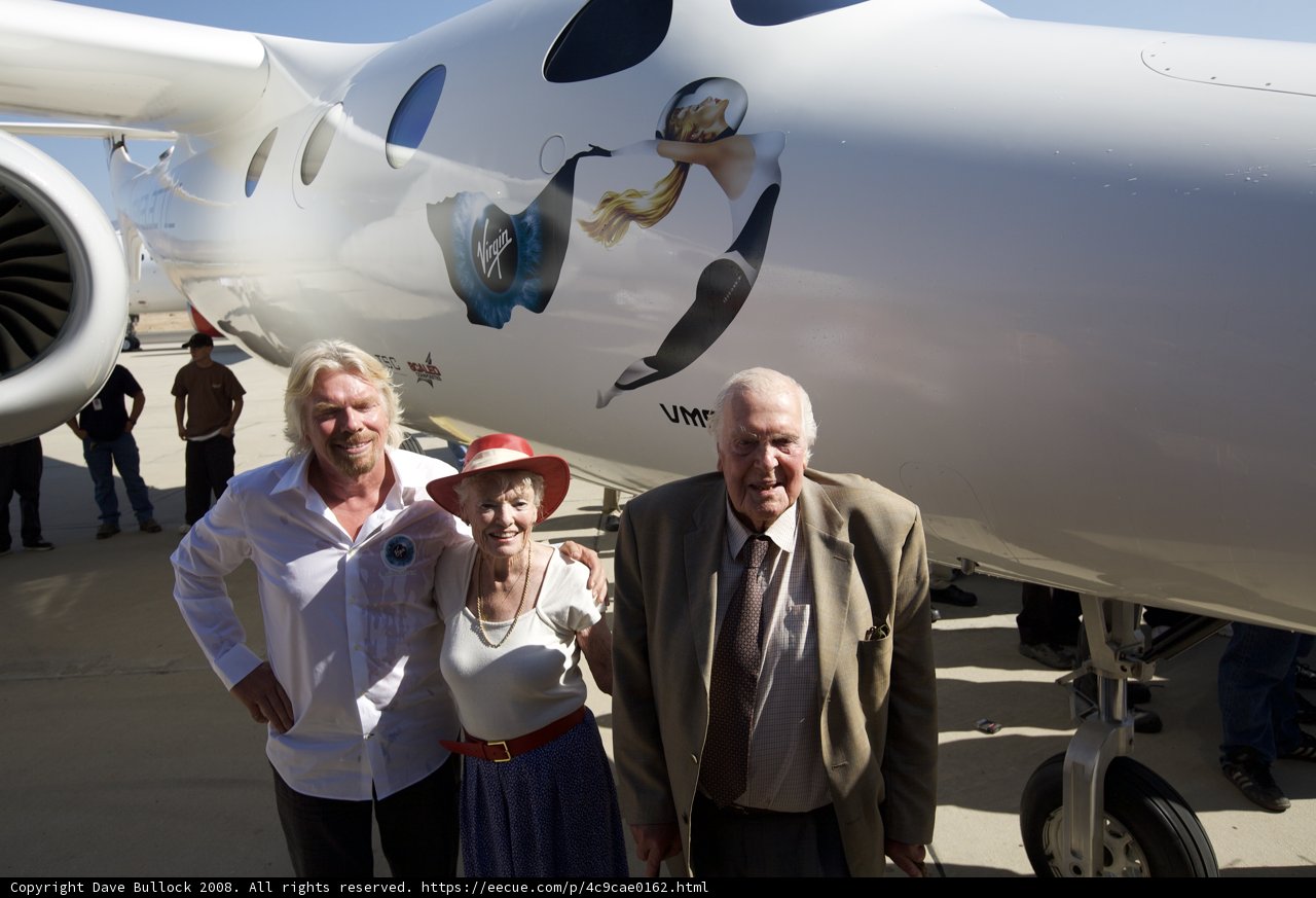 Richard Branson and Companion Pose with Aircraft