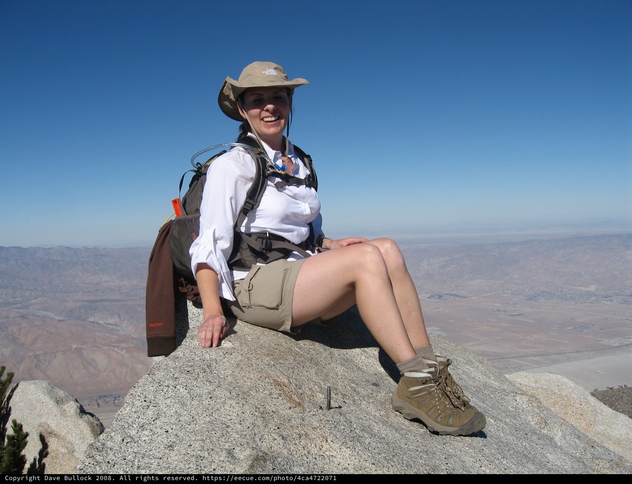 Triumphant Hiker Resting at San Jacinto Summit