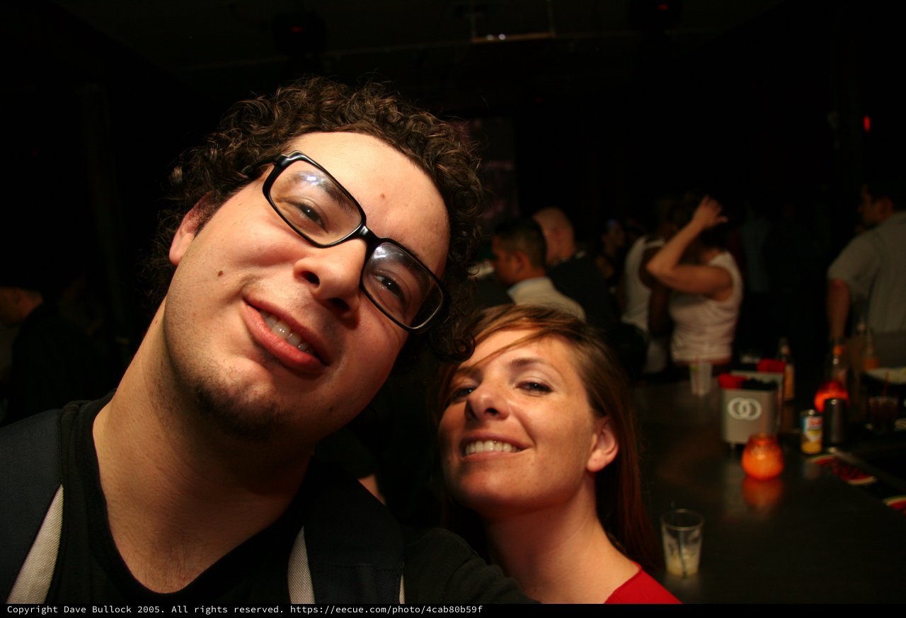 Two Friends Posing at a Nightclub Bar in 2005