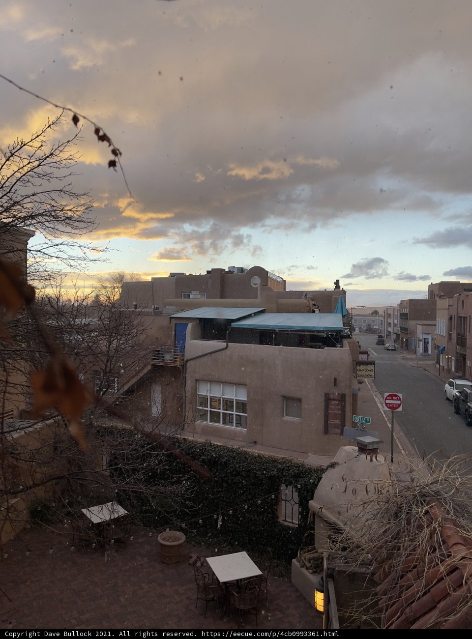 City Street at Sunset in Santa Fe, New Mexico