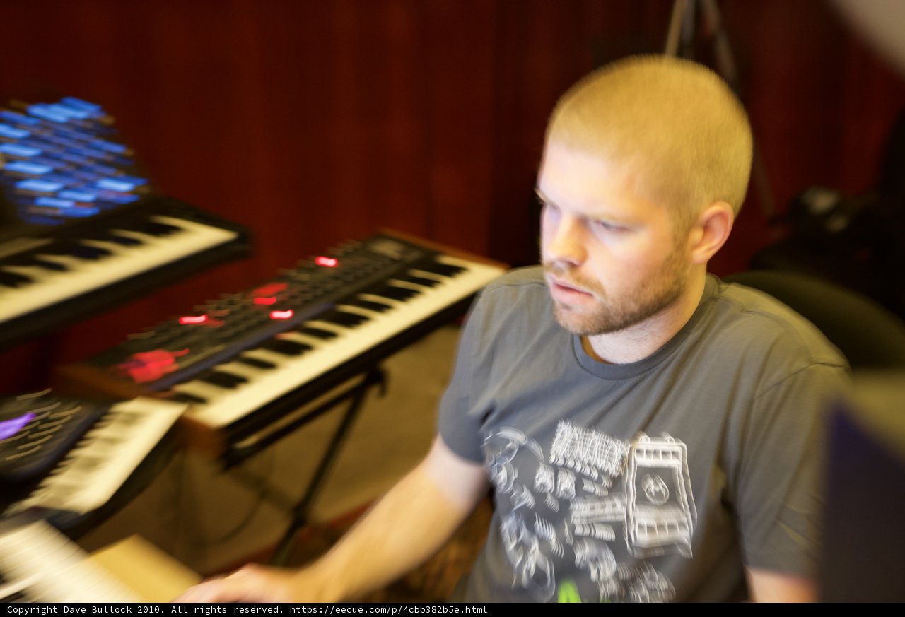 Morgan Page Playing Keyboard in Recording Studio