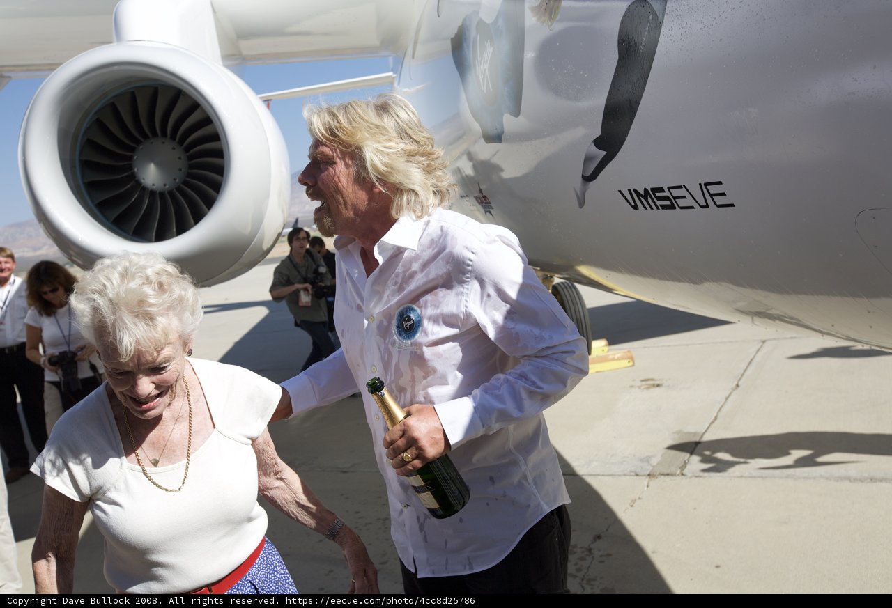 Richard Branson and His Mother Jane Branson at the Los Angeles Airport