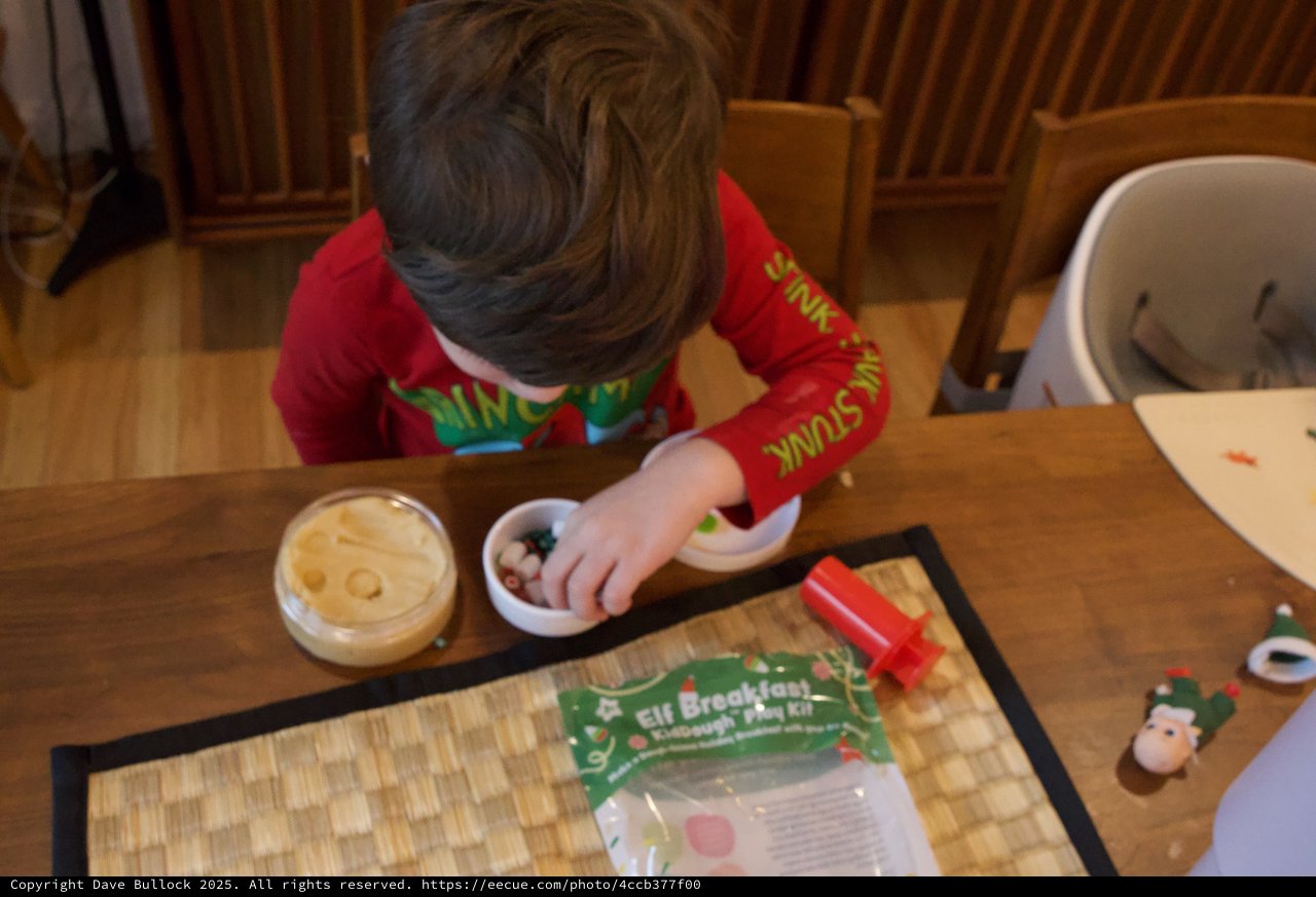 Child Enjoying Christmas Eve Elf Breakfast Activity