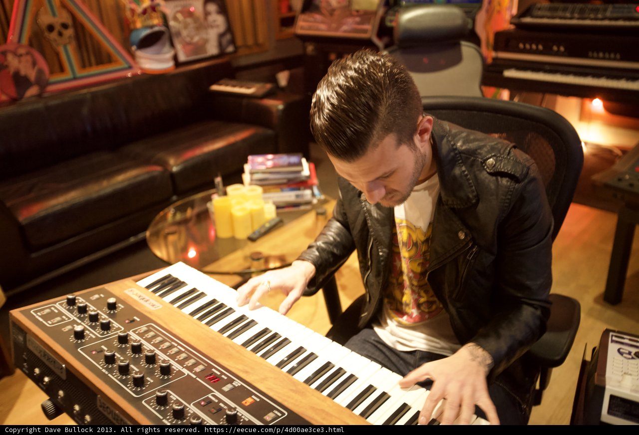 Leather-clad Musician on Keys