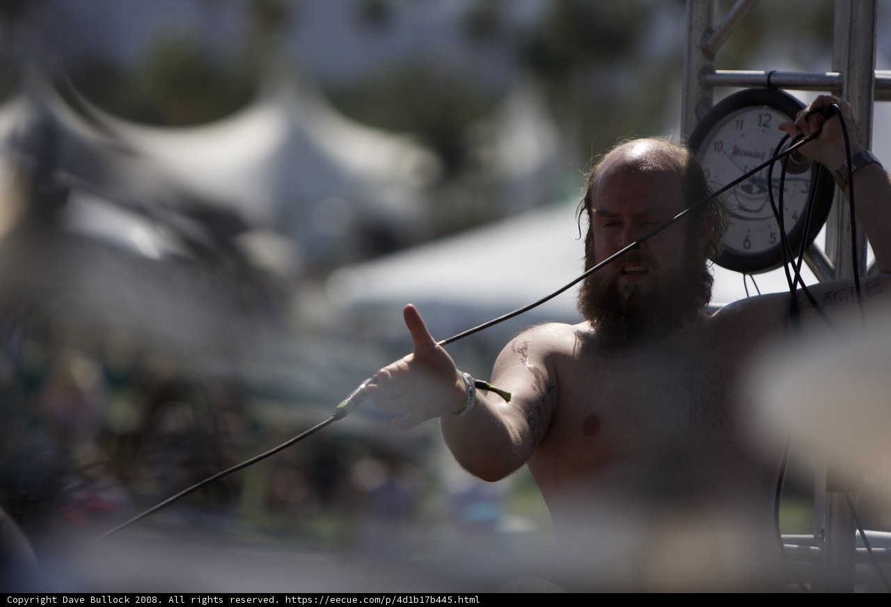 Tim Harrington takes the stage at Coachella
