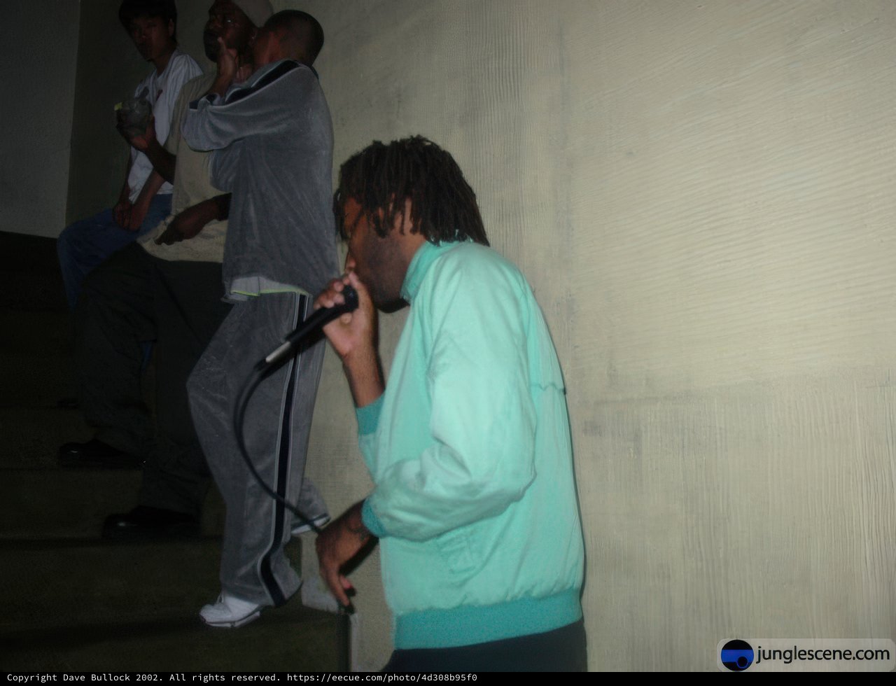 Entertainer on Stairway with Microphone