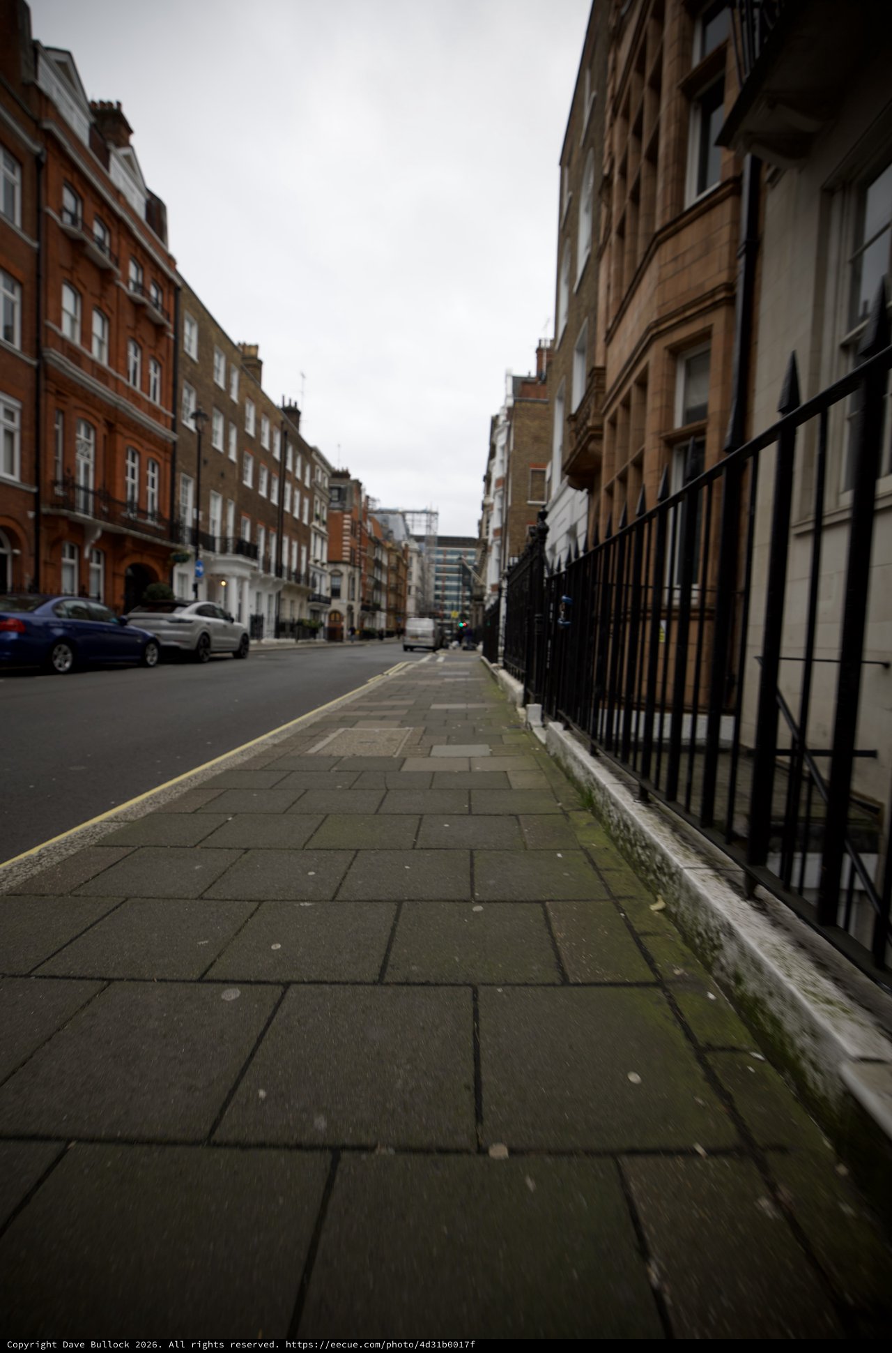 Wet Pavement on a Quiet London Street