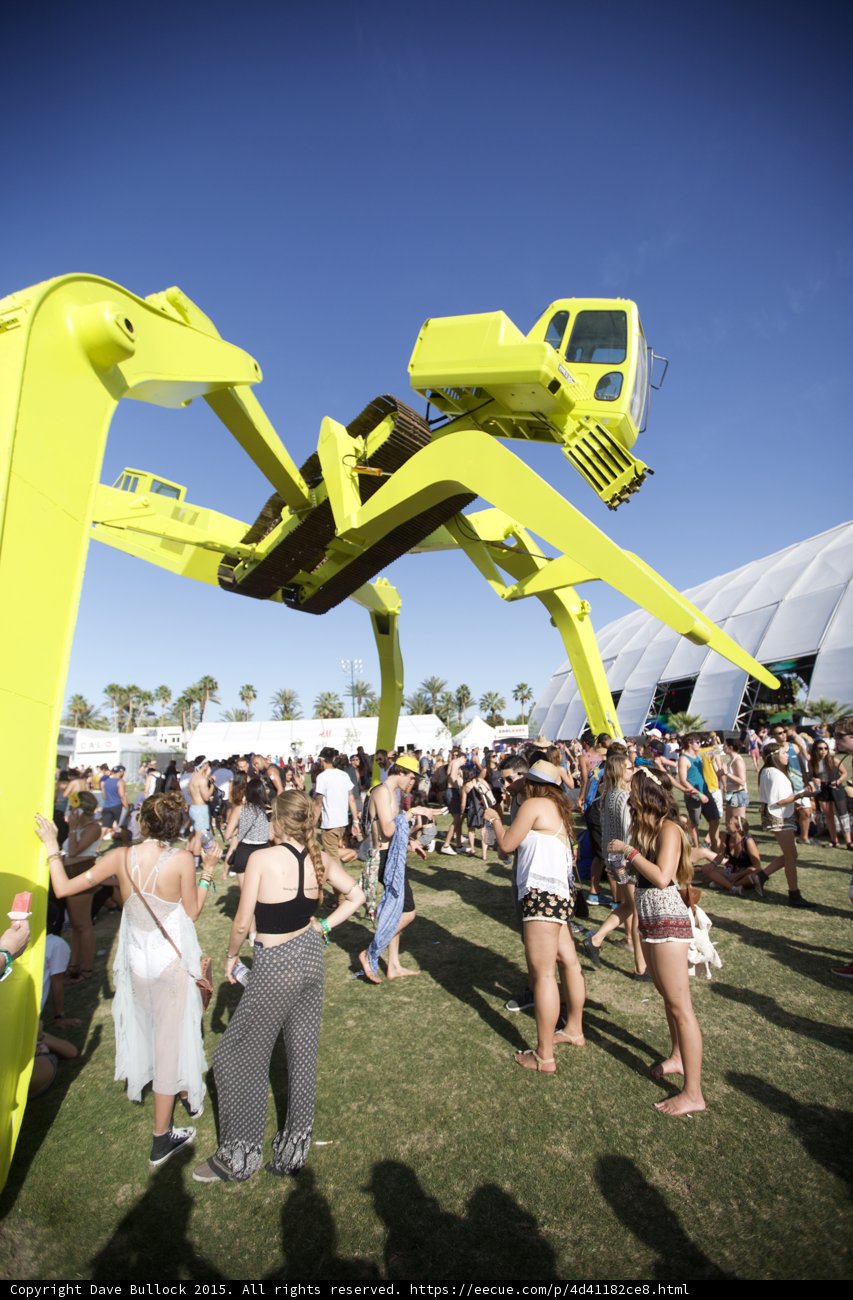 Festival Goers Under Crane