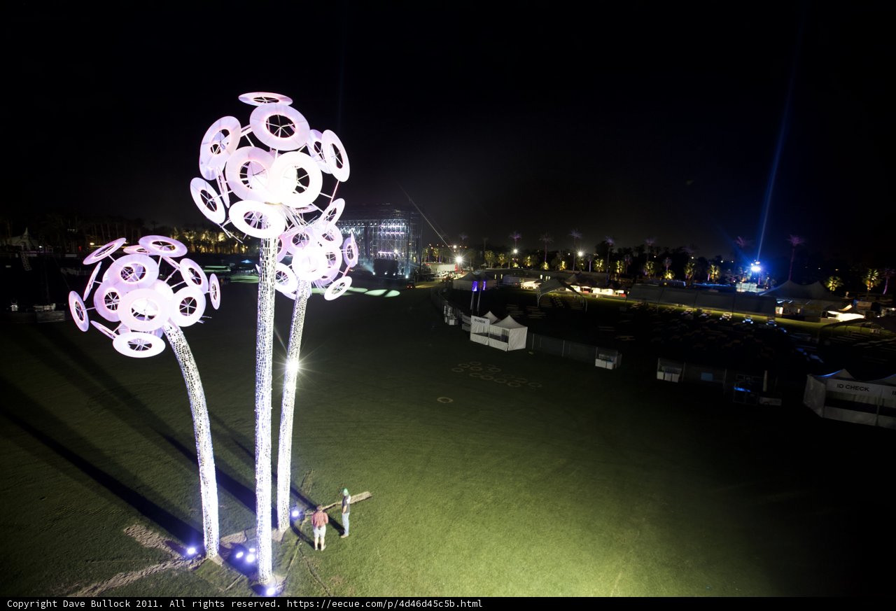 Illuminated Sculpture in a Nighttime Field