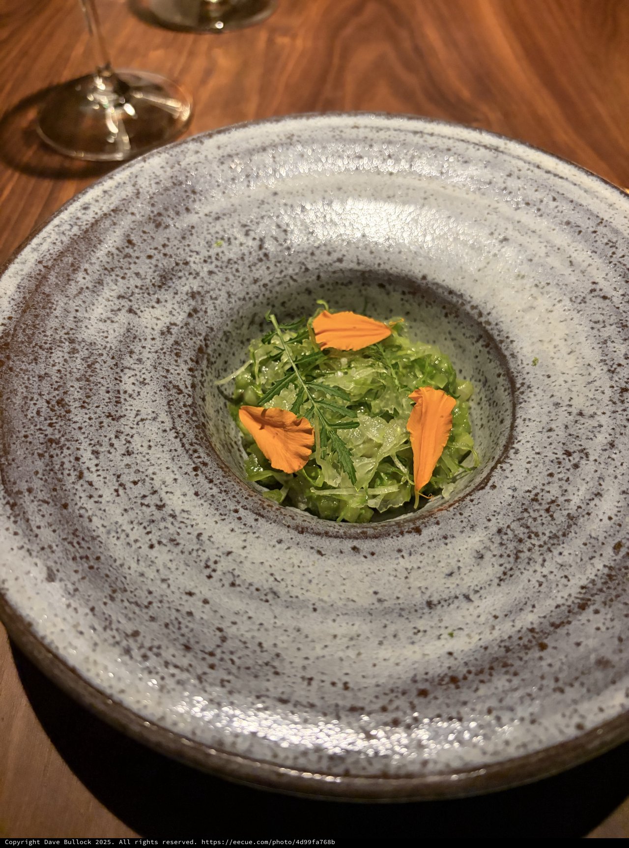 Fine Dining Salad Course on Artisanal Ceramic Bowl
