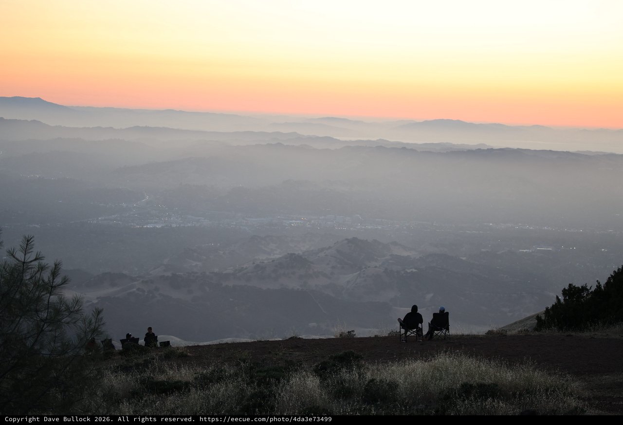 Twilight Silhouettes Overlooking the Valley Below