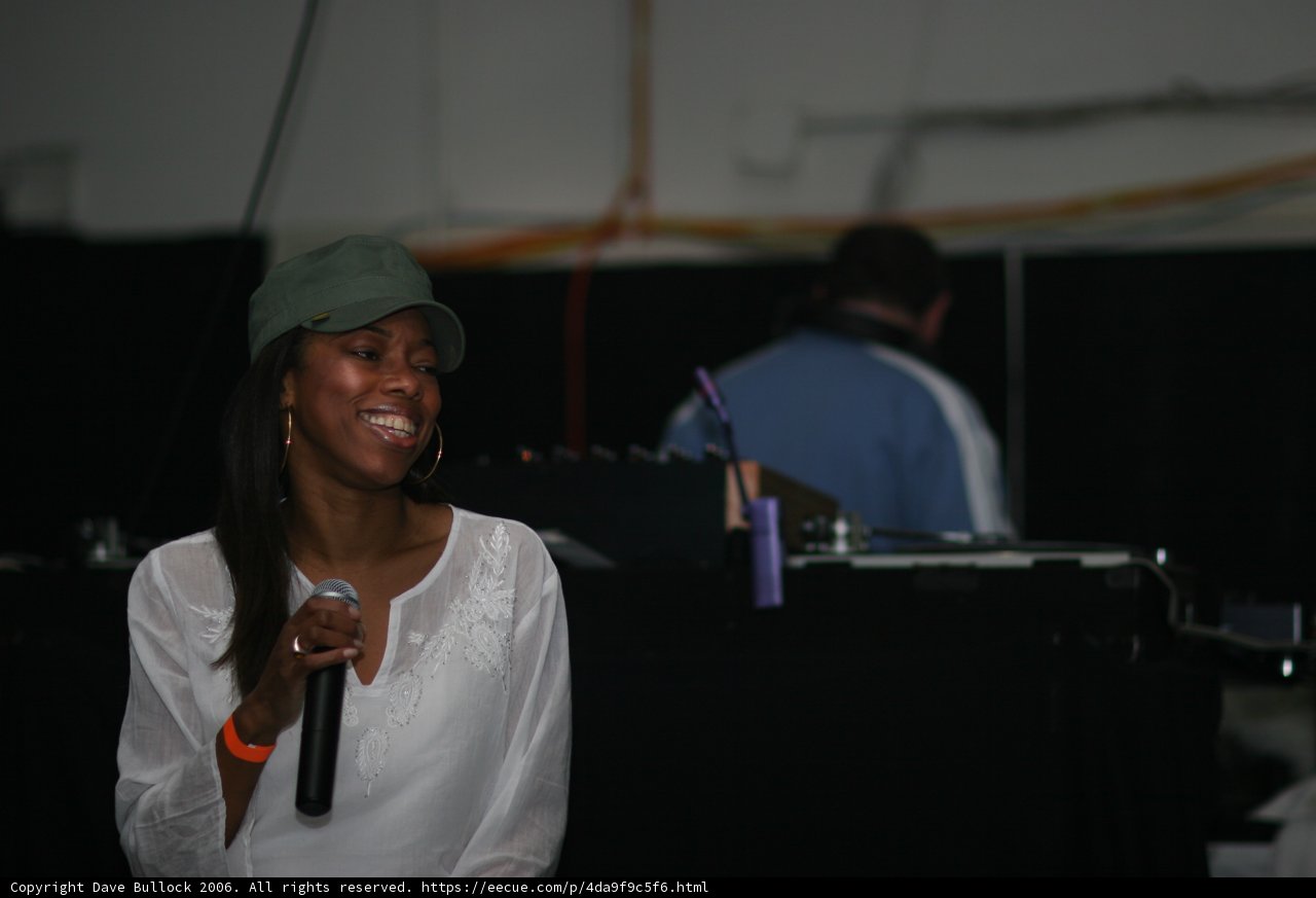 Green Hat Lady with Microphone