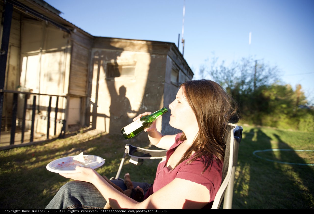 Backyard Relaxation with Beer on a Sunny Afternoon