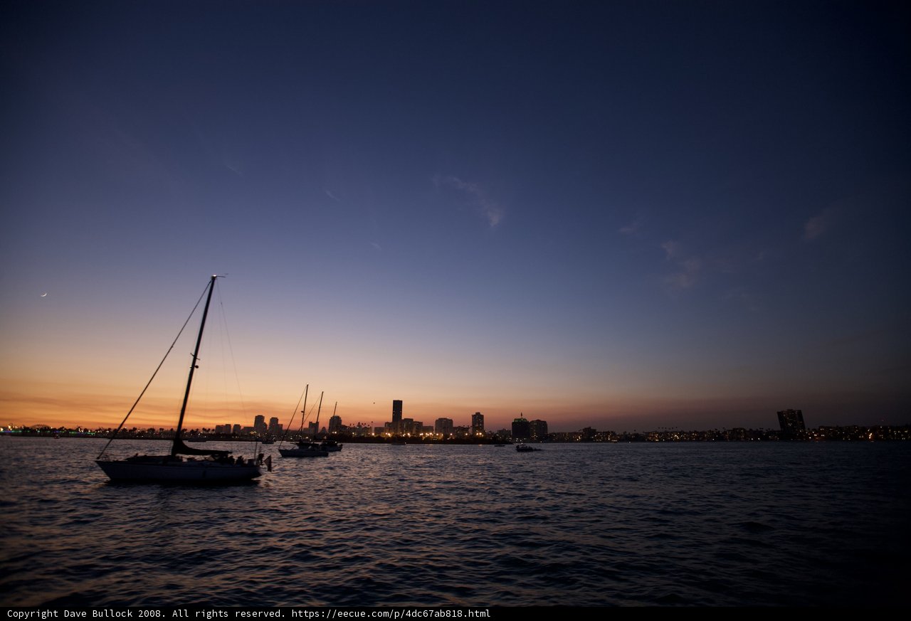 Sailboat cruising at Sunset