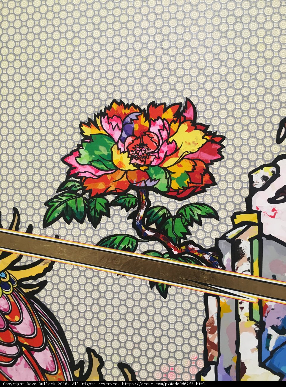 Floral Mural Featuring Bird and Flower