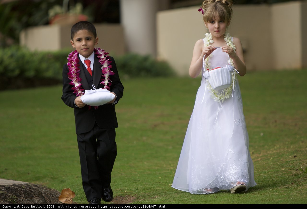 Young couple at a Hawaiian wedding
