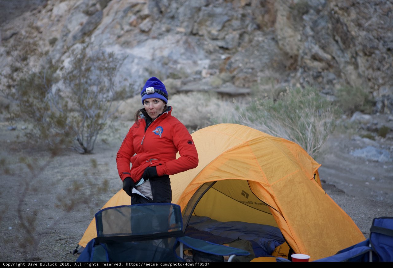 Cold Morning Camp Setup in Death Valley Desert