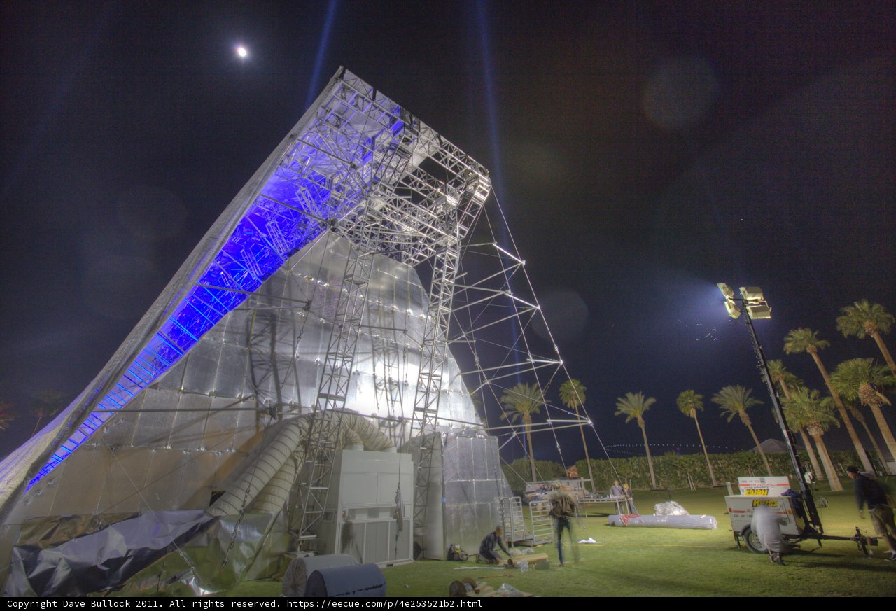 Illuminated Planetarium Building at Coachella